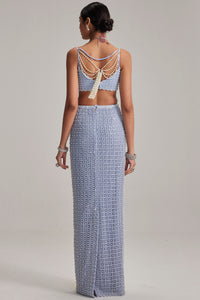 Dew Blue Pencil Skirt Set