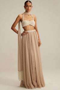 Light Beige Skirt With Halter Neck Blouse