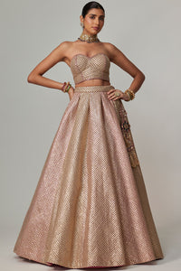 Deep Beige Lehenga Set with Corset