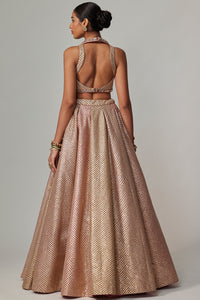 Deep Beige Lehenga Set with Crop Top