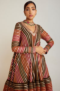 Olive Green V Neck A Line Dhoti Kurta Set