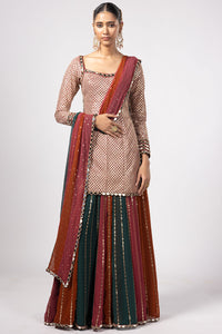 Jade Green Kurta Lehenga Pants Set