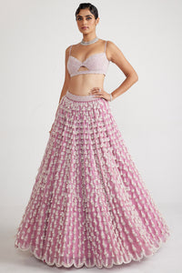 Pink Chandelier Pearl Drop Lehenga Set