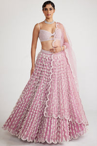 Pink Chandelier Pearl Drop Lehenga Set