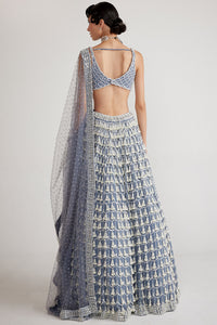 Grey Chandelier Pearl Drop Lehenga Set