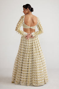 Fern Green Chandelier Pearl Drop Lehenga Set