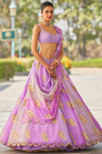 Mauve Multicolor Flower Lehenga Set