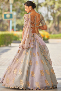 Powder Grey Flower Lehenga Set