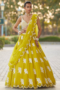 Moss Green Flower Lehenga Set