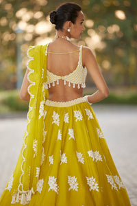 Moss Green Flower Lehenga Set