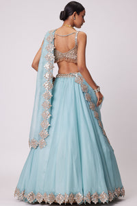 Powder Blue Organza Embroidered Lehenga Set