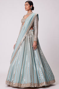 Powder Blue Linear Embroidered Lehenga Set
