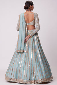 Powder Blue Linear Embroidered Lehenga Set