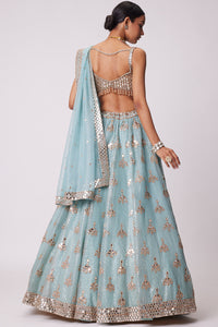 Powder Blue Organza Sequin Lehenga Set