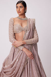 Ash Pink Sequins And Mirror Lehenga Set