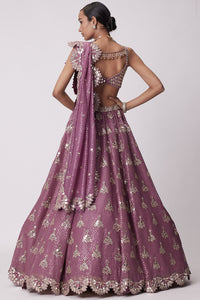 Mud Mauve Sequin Embroidered Lehenga Set