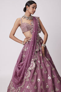Mud Mauve Sequin Embroidered Lehenga Set