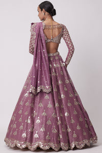Mud Mauve Sequin and Flower Lehenga Set