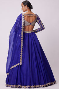 Persian Blue Hand Embroidered Lehenga Set