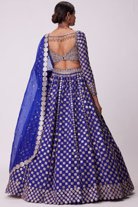 Persian Blue Mirror Embroidered Lehenga Set