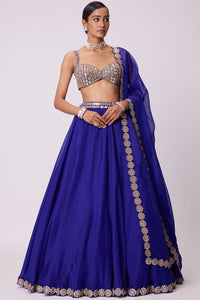 Persian Blue Organza Lehenga Set