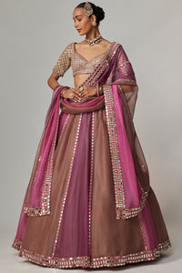 Mud Mauve Lehenga with Elbow Sleeve Blouse