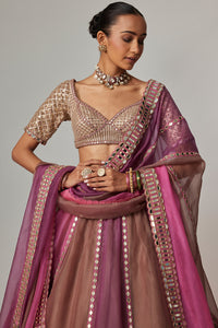 Mud Mauve Lehenga with Elbow Sleeve Blouse