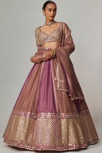 Mud Mauve Lehenga with Elbow Sleeve Blouse