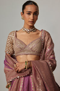 Mud Mauve Lehenga with Elbow Sleeve Blouse