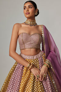 Mustard Multicolour Corset Skirt Set