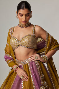 Green Multicolour Sequins Scatter Lehenga Set