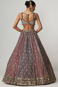 Teal Wine Lehenga Set with Double Dupatta