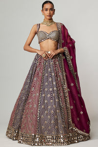 Teal Wine Lehenga Set with Wine Dupatta
