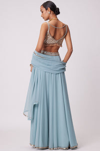 Powder Blue Mirror Lehenga Pant Set