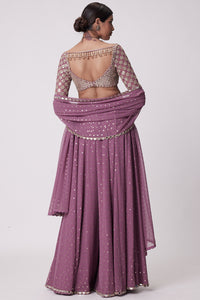 Mud Mauve Mirror Embroidered Lehenga Pant Set