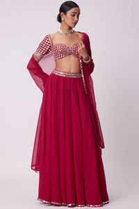 Crimson Red Georgette Lehenga Pants Set