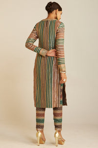 Mud Green Straight Kurta Pant Set