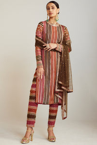 Olive Green Round Neck Straight Kurta Pant Set