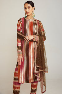 Olive Green Round Neck Straight Kurta Pant Set