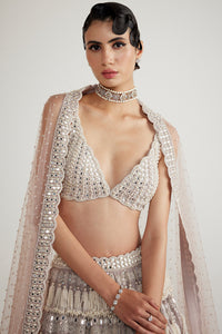 Pink Chandelier Pearl Drop Lehenga Set