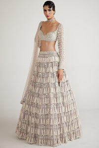 Ash Pink Chandelier Pearl Drop Lehenga Set