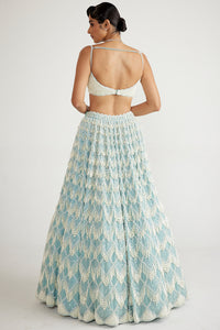 Blue Chandelier Pearl Drop Lehenga Set