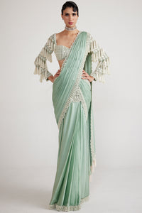 Mint Chandelier Drop Saree Set