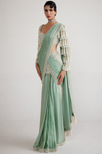 Mint Chandelier Drop Saree Set