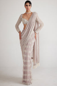 Pink Chandelier Pearl Drop Saree Set