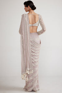 Pink Chandelier Pearl Drop Saree Set