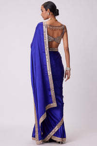 Persian Blue Hand Embroidered Saree Set