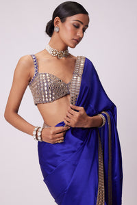 Persian Blue Hand Embroidered Saree Set