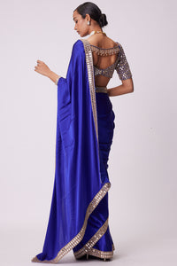 Persian Blue Mirror Embroidered Saree Set