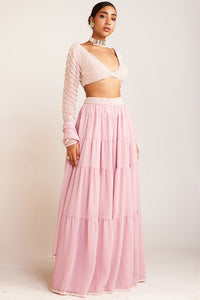 Powder Pink Pearl Drop Sharara Set